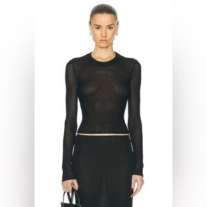 Ami Paris Boucle knit sheer cropped crewneck sweater size XS